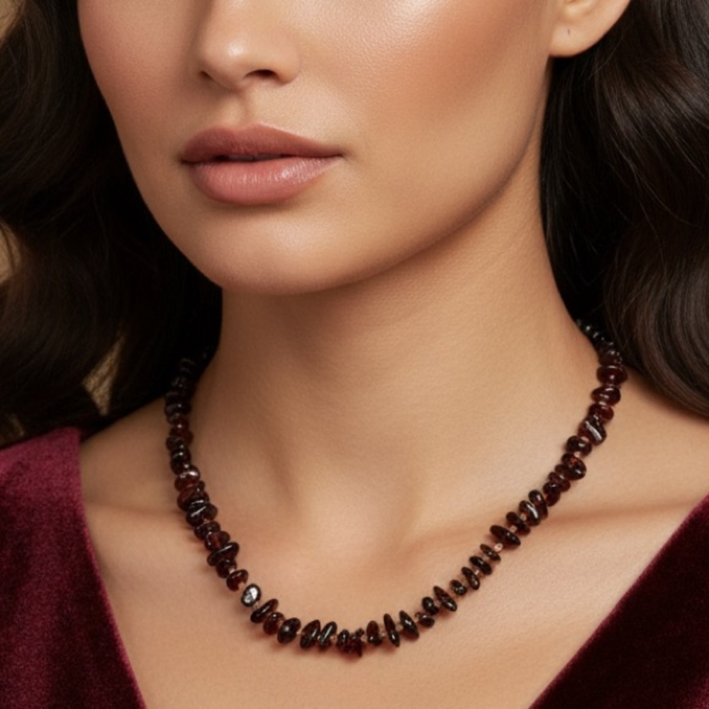 Sterling Silver Garnet Necklace January Birthstone purple wine GIFT FIR HER